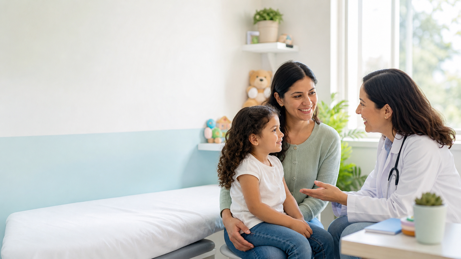 Pediatra conversando con una familia de Medellín